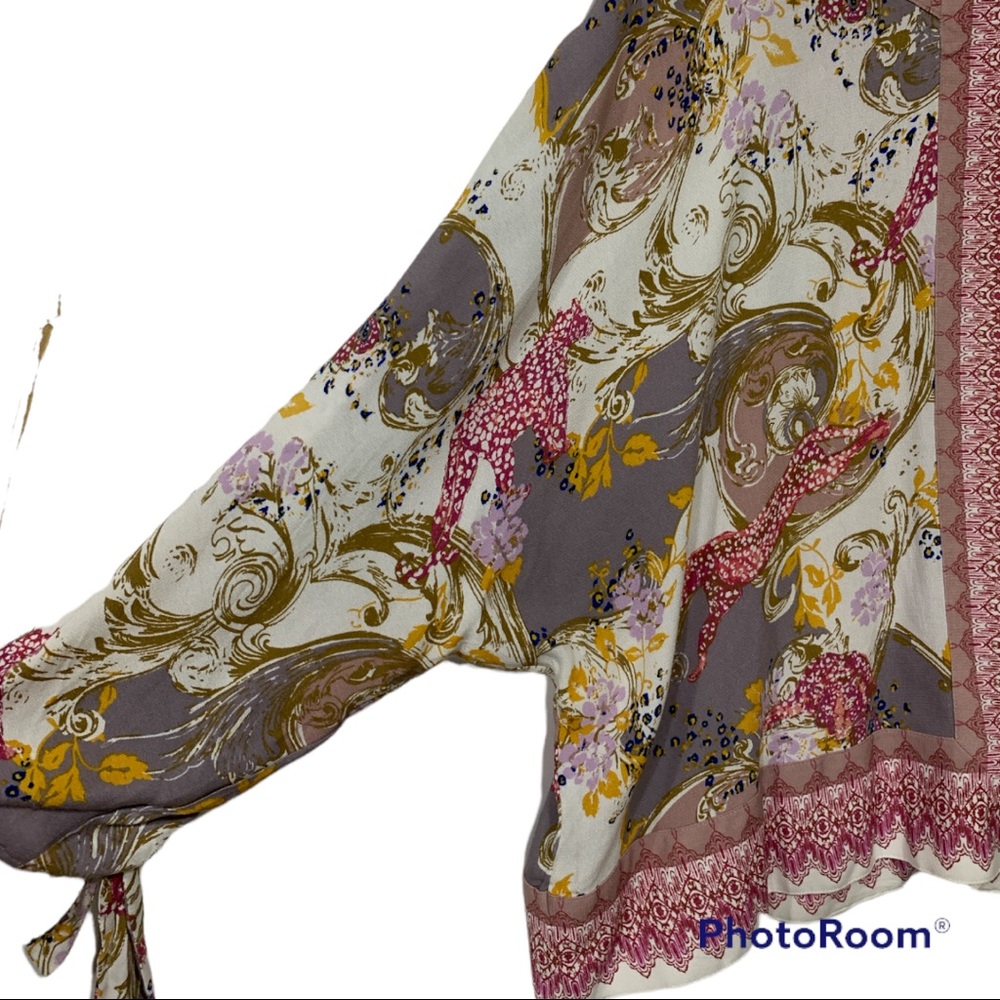 Free People Catch Me If You Can Coquette Feminine Floral Print Blouse M - Picture 9 of 14